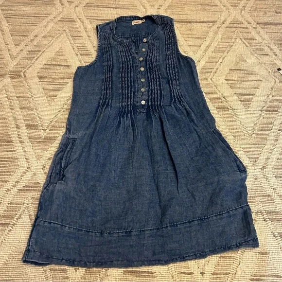 faherty denim dress Faherty Linen-Blend Denim Malibu Mini Dress main image 0